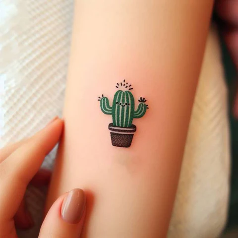 23 Cactus Tattoo Ideas To Smile In The Face Of Adversary! 9 Cute Dancing Cactus Tattoo 2