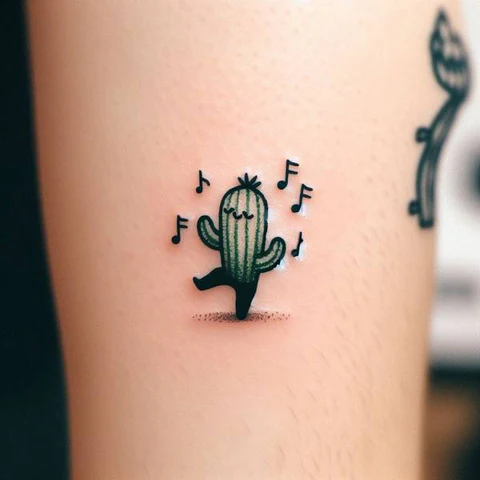 23 Cactus Tattoo Ideas To Smile In The Face Of Adversary! 8 Cute Dancing Cactus Tattoo