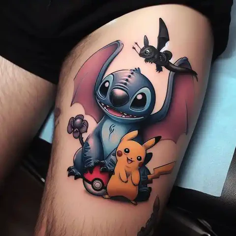 17 Charming Stitch Tattoo Ideas To Stimulate Your Brain! 26 Cuteness Overloaded Glistening Pikachu Stitch Tattoo