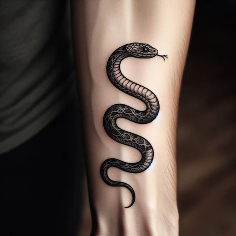 30 Sacred Snake Tattoo Ideas To Highlight Your Exclusivity! 42 Dark Forearm Snake Tattoo2