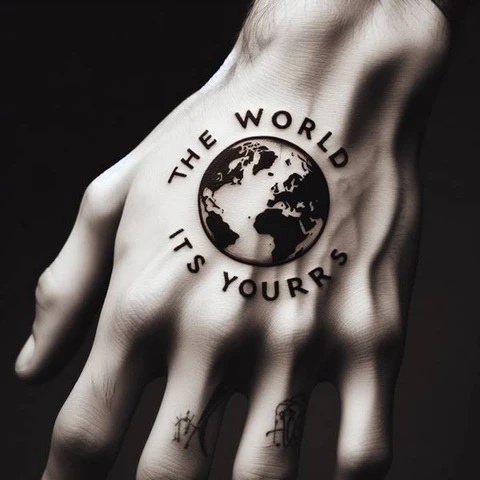 Darkened The World Is Yours Design On Hand