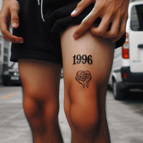 Delicate Above The Knee Date Tattoo