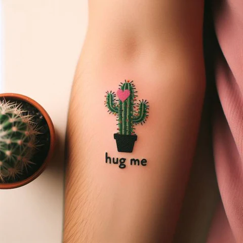 23 Cactus Tattoo Ideas To Smile In The Face Of Adversary! 28 Delicate Cactus Heart Tattoo 2