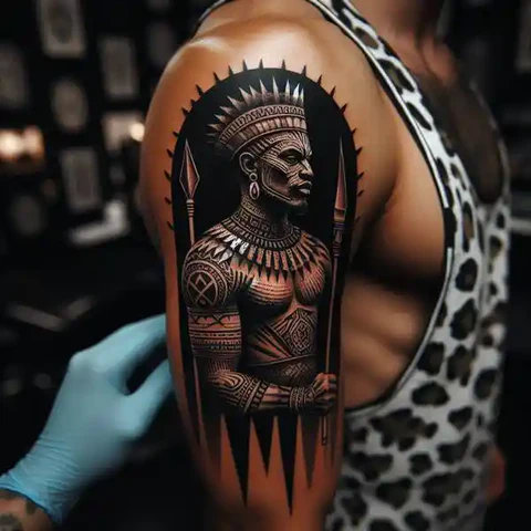 Delving Into The Deep Roots Ambient African Warrior Tattoo
