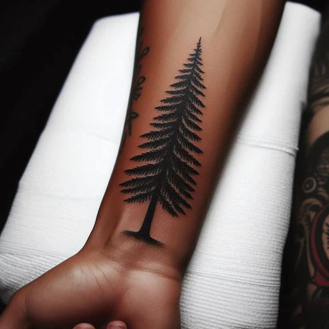 Deserving Pine Tree Tattoo On The Forearm
