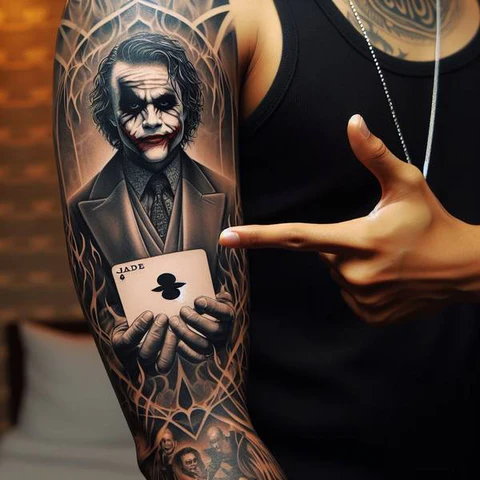 29 Fascinating Joker Tattoo Ideas 26 Detailed Joker Sleeve Tattoo