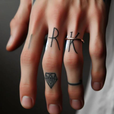 83 Classic Initial Tattoo Ideas To Stay With You Till Eternity! 6 Detailed Ringer Finger Initial Tattoo 2