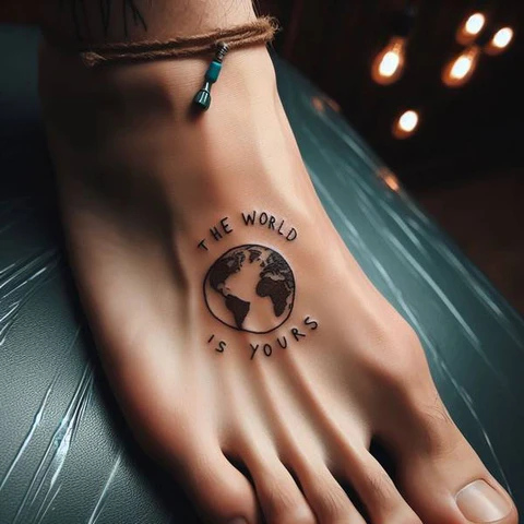 Discreet The World Is Yours Foot Tattoo
