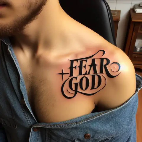 12 Fascinating Fear God Tattoo Ideas! 16 Distorted Fear God Tattoo On Shoulder