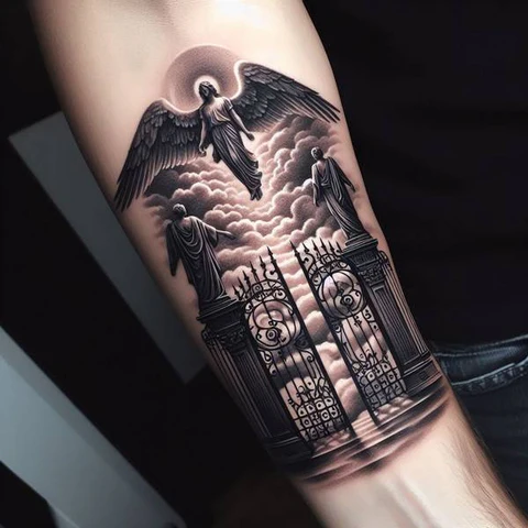 13 Glorious And Meaningful Gates of Heaven Tattoo Ideas 7 Divine Gates Of Heaven Tattoo On Forearm