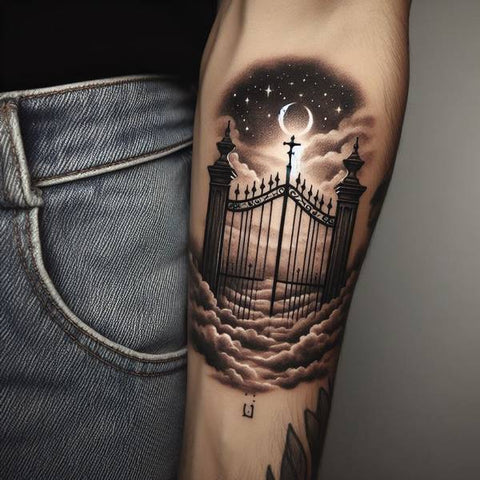 13 Glorious And Meaningful Gates of Heaven Tattoo Ideas 8 Divine Gates Of Heaven Tattoo On Forearm2