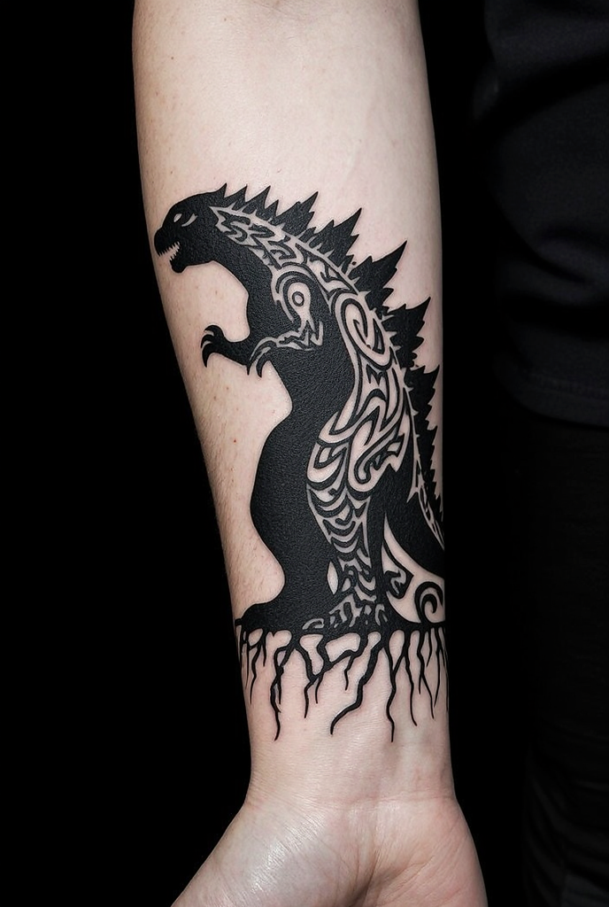 Diving Deep Into The Roots Symbolic Tribal Godzilla Tattoo 1