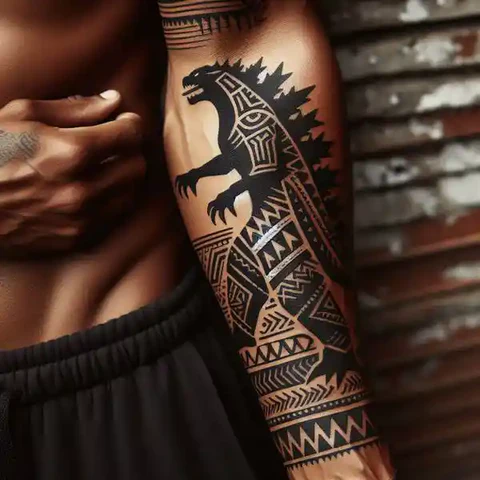 Diving Deep Into The Roots Symbolic Tribal Godzilla Tattoo 2
