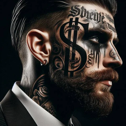 Dollar Sign Face Tattoo