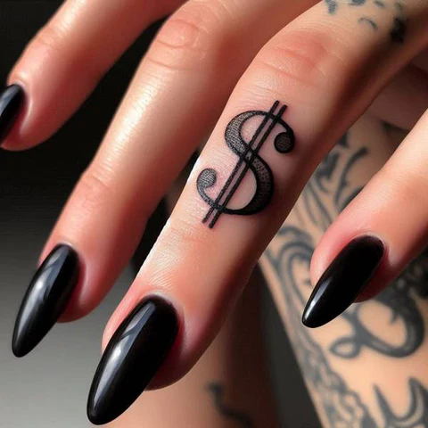 Dollar Sign Finger Tatto