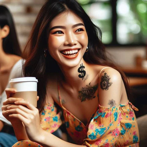 Dollar Sign Neck Tatto