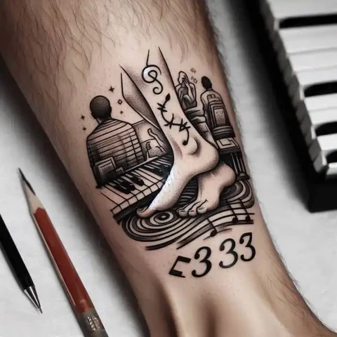 11 Thrilling 333 Tattoo Ideas To Enhance Your Creative Prowess! 9 Door To Spiritualit Shaded 333 Tattoo On Leg2