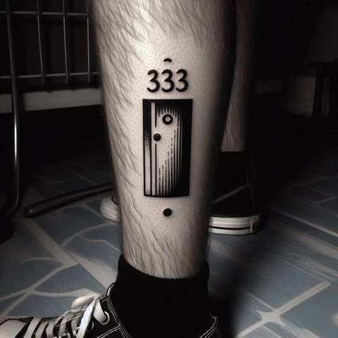 11 Thrilling 333 Tattoo Ideas To Enhance Your Creative Prowess! 8 Door To Spirituality Shaded 333 Tattoo On Leg