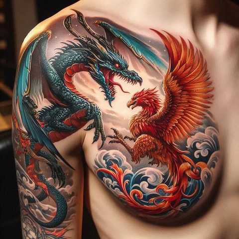 15 Blazing Hot Ideas For Phoenix Tattoos 10 Dragon And Phoenix Tatto