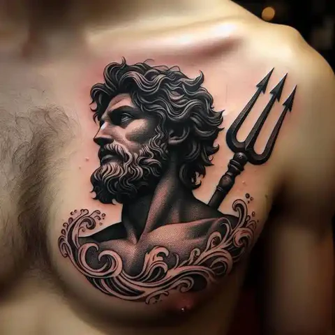 16 Peaceful Poseidon Tattoo Ideas To Control Your Emotions! 16 Embarrassing The Notion Sensual Poseidon Tattoo On Chest 2