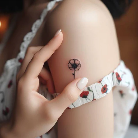 16 Pleasant Poppy Tattoo Ideas To Reveal Life’s Meaning! 4 Encapsulation Of Happiness Small Poppy Tattoo With Glimpse Of Radiance