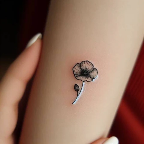 16 Pleasant Poppy Tattoo Ideas To Reveal Life’s Meaning! 5 Encapsulation Of Happiness2 Small Poppy Tattoo With Glimpse Of Radiance