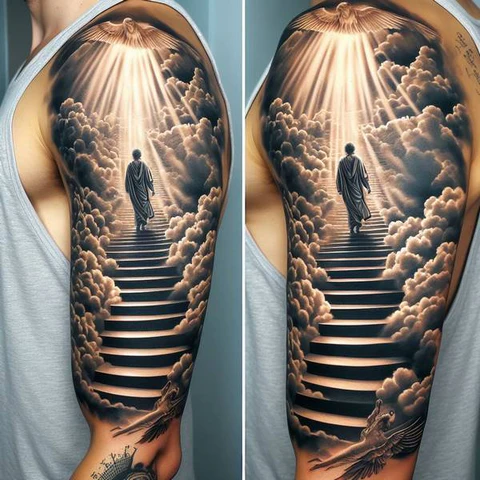 14 Sensational Stairway To Heaven Tattoo Ideas! 5 Enlightening Stairway To Heaven Tattoo On Sleeve