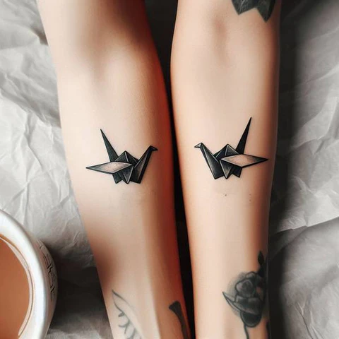 20 Stunning Sibling Tattoo Ideas To Go Back In Time! 14 Entertaining The Artistic Mind Traditional Origami Sibling Tattoo