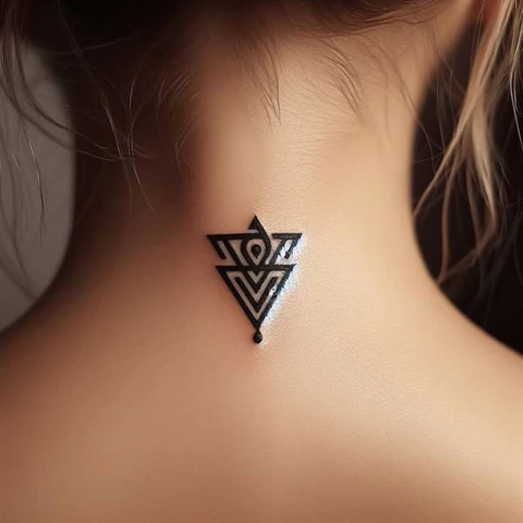20 Glorious Valknut Tattoo Ideas To Unleash Your Inner Warrior 31 Entertaining The Artistic Side2Creative Valknut Tattoo On Neck