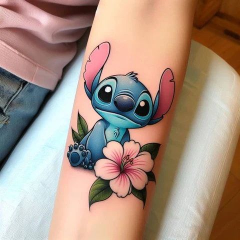 17 Charming Stitch Tattoo Ideas To Stimulate Your Brain! 15 Exuberance Of Mother NatureVibrant Stitch Tattoo With Flower