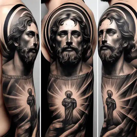 15 Sensational San Judas Tattoo Ideas 9 Exuberant San Judas Tattoo On Sleeve
