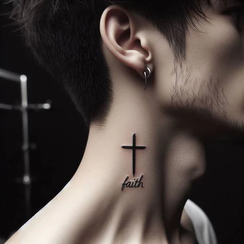 Faith tattoo on Neck