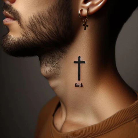 Faith tattoo on Neck2