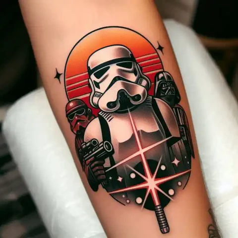 Festive Traditional Star Wars Tattoo2