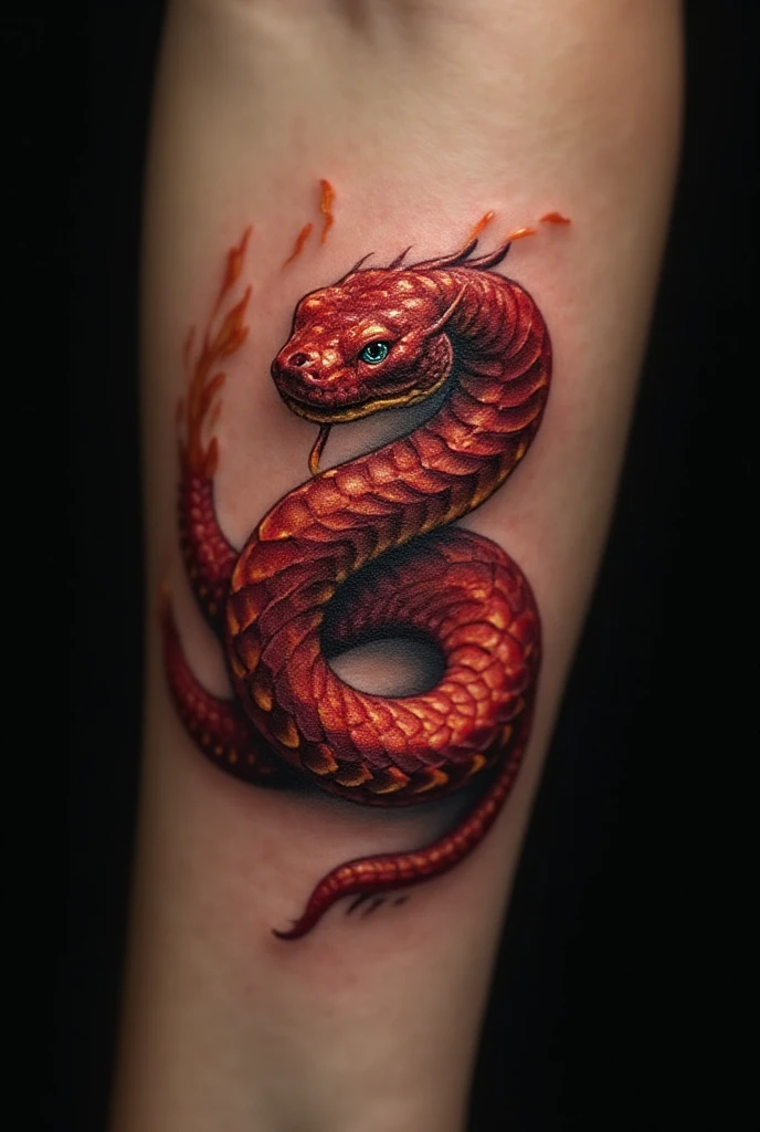 Fiery Red Snake Tattoo