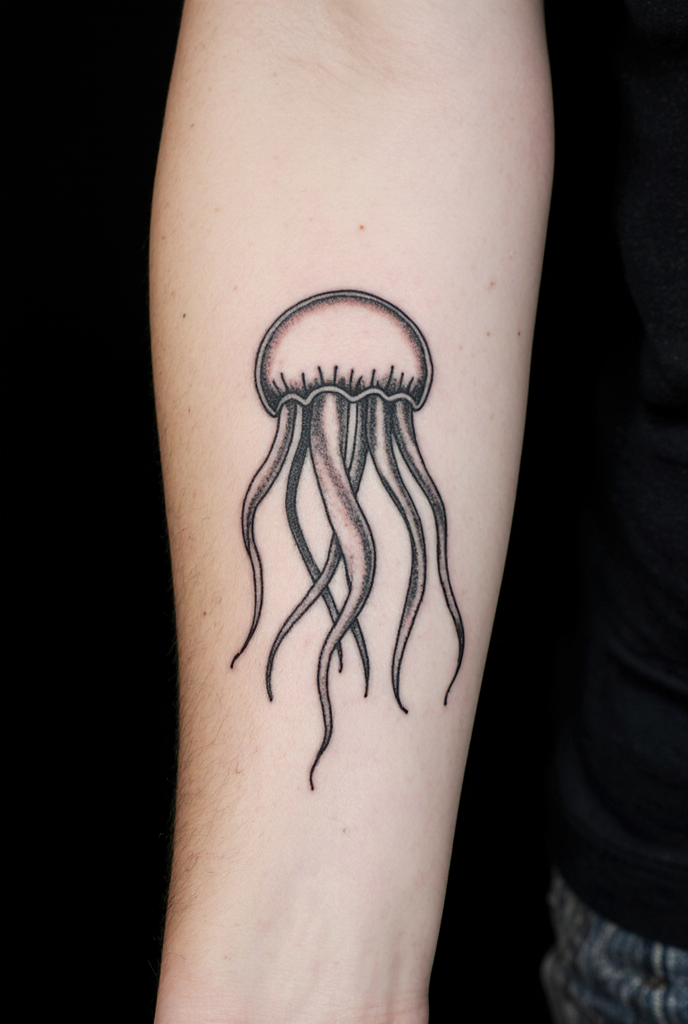 Fine Line Jellyfish Tattoo