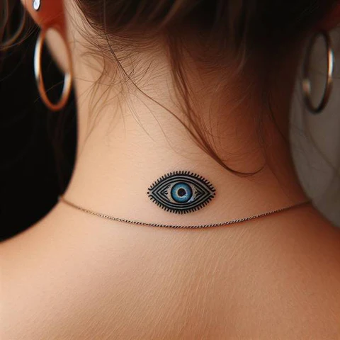 18 Engaging Evil Eye Tattoo Ideas 14 Fineline Evil Eye Tattoo On Neck