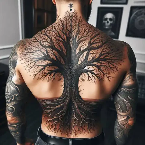 23 Fearless Family Tree Tattoo Ideas 7 Flamboyant Family Tree Tattoo On Back