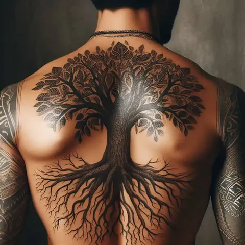 23 Fearless Family Tree Tattoo Ideas 8 Flamboyant Family Tree Tattoo On Back2
