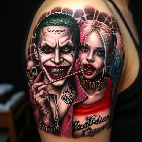 29 Fascinating Joker Tattoo Ideas 11 Flamboyant Suicide Squad Joker Tattoo