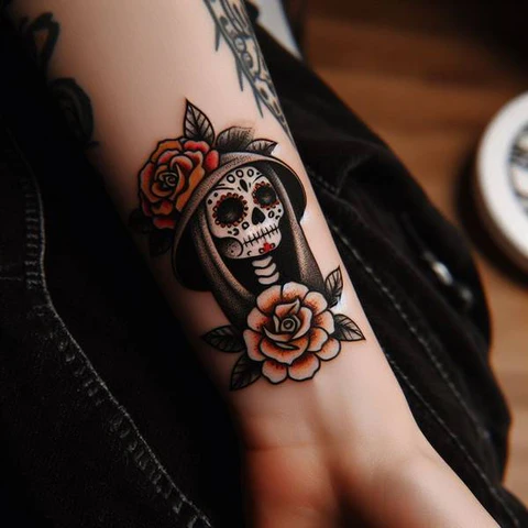 Flowery Santa Muerte Tattoo