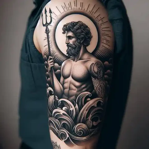 16 Peaceful Poseidon Tattoo Ideas To Control Your Emotions! 24 Glimpse Of Radiance Stylized Neo Traditional Poseidon Tattoo