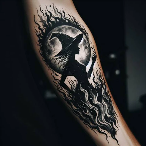 21 Spooky And Sinister Witchy Tattoos ideas 31 Gone Up In Flames