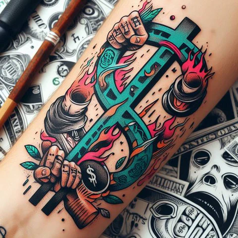 Graffiti Dollar Sign Tatto