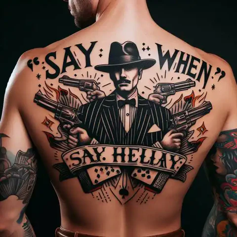 21 Dazzling Doc Holliday Tattoo Ideas To Sling Guns Like A Pro! 20 Grandiose Doc Holliday Back Tattoo With Idiosyncratic Elements 2