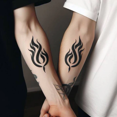 14 Thunderous Twin Flame Tattoo Ideas 4 Grim Twin Flame Symbol Tattoo