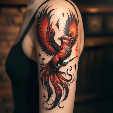 15 Blazing Hot Ideas For Phoenix Tattoos 12 Harry Potter Phoenix Tattoo