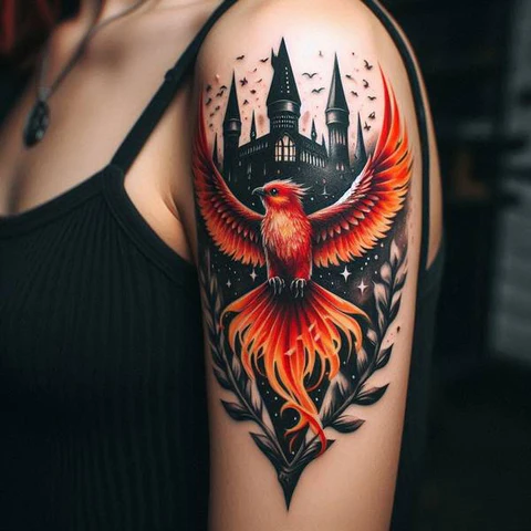 15 Blazing Hot Ideas For Phoenix Tattoos 13 Harry Potter Phoenix Tattoo2