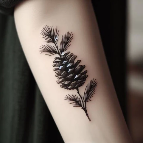 Heart Warming Pine Tree Branch Tattoo