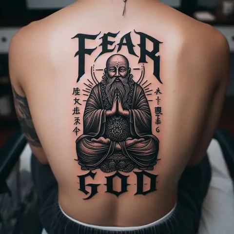 12 Fascinating Fear God Tattoo Ideas! 12 Highly Stylized Fear God Tattoo On Back